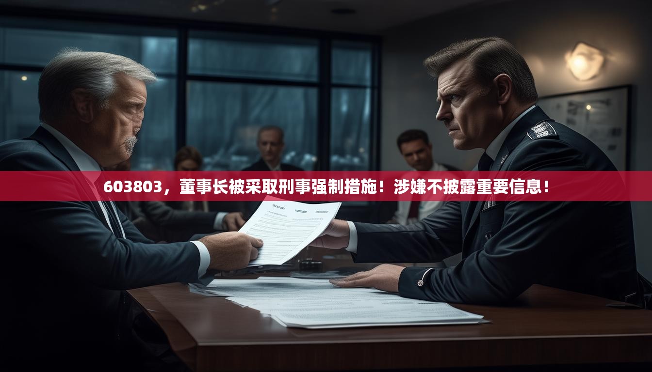 603803，董事长被采取刑事强制措施！涉嫌不披露重要信息！